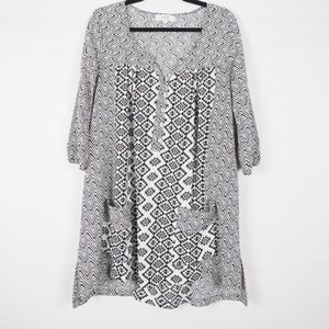 Umgee Printed Dress Black Ikat Size S